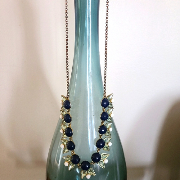 J Crew Crystal Necklace Navy, Blue & White Stones! - Picture 3 of 6